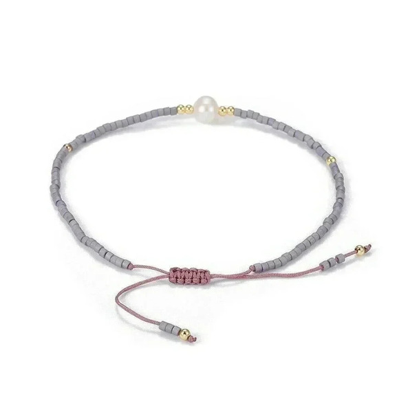 Handcrafted Real Freshwater Pearl Thistle Purple Japanese Glass Beads Bracelet - Picture 3 of 3